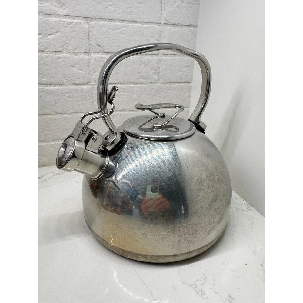 Circulon Style Whistling Tea Kettle 2.3-qt. Stainless Steel  Flip Up Spout